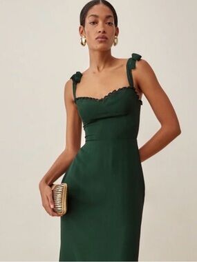 Reformation Jansen Dress in Forest, size 6P